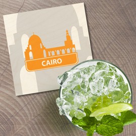 Unbranded Cairo National Landmark 4'' X 4'' Square Wooden Coaster