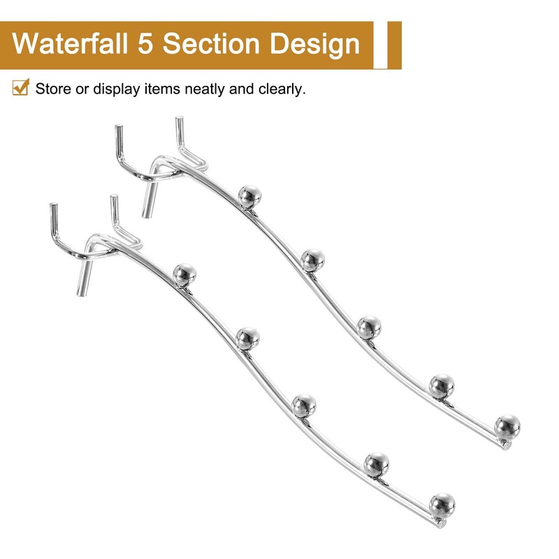 sourcing map 5Pcs 8" Pegboard Hooks, 5 Station Waterfall Hook,