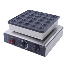 800W Commercial Mini Dutch Pancake Baker 25PCS Black Waffle Maker Machine 25 Holes Commercial Electric Nonstick Waffle Maker Machine with Precise Temp & Time Control