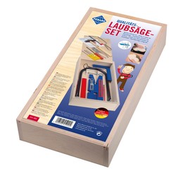 Pebaro 452 Quality Fretsaw Box with Sliding Lid, 23 Pieces, Craft Set, Fretsaw Bow, Made in Germany, Crafts with Wood, Includes Painting Box, Gift Idea for Children