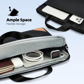 14inch Laptop Bag Black Shoulder Bag Messenger for Screen Extender, Carrying Case, Durable Water-Repellent Fabric