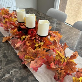 CQURE 3 Pack Fall Leaf Garland, Hanging Fall Vines Autumn Garland Artificial Maple Fall Leaves Thanksgiving Decor for Home Wedding Fireplace Party