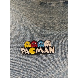 PAC MAN-80'S RETRO- ENAMEL, LAPEL, BROOCH PIN-NEXT DAY SHIPPING