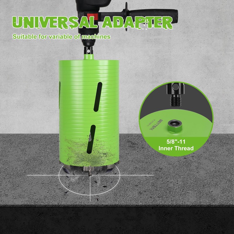 BETTERI 6 Inch Dry Concrete Core Drill Bit 5/8"-11 Threaded