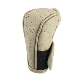 A ABSOPRO Car Shift Knob Cover with Breathable Design Universal Vehicle Interior Shift Gear Cover Trim Accessories Decorative Faux Leather Beige