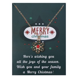 COLORFUL BLING Collar de Navidad con mensaje de regalo para árbol de Navidad, copo de nieve, para invierno, Papá Noel, día de Acción de Gracias, joyería de fiesta de Navidad, Metal, Aleación.,