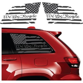 Fit for (2011-2022) Jeep Grand Cherokee | Precut American Flag Window Decals | Both Side | Proudly Made in The US | Matte Black (We The People US Flag Distressed)