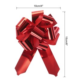 MECCANIXITY 10pcs 4 Inch Metallic Large Big Pull Bow Gift Wrapping Bows Ribbon for Wedding Car Baskets Presents Christmas Bow, Red