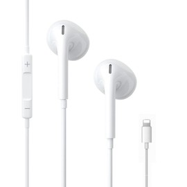 TheMax Bluetooth Stereo earphones With wired Volume control and Noise Isolating Cancellation Microphone Compatible With iOSiPhone 7/8/8Plus/7Plus/X/XR/XS/SE/12/13Pro/13/14Pro/14 (White-White)