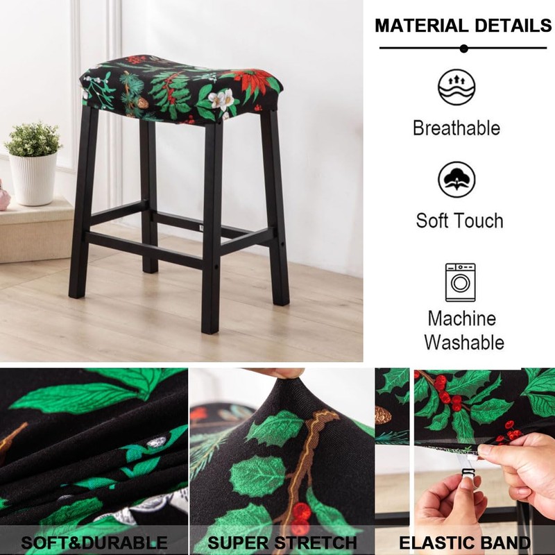 Bifaunvogel Bar Stool Cover Rectangle Set of 4 Printed Stretch