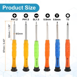 sourcing map 6pcs Mini Screwdriver Set Phillips/Slotted/Torx/Five Star/Y-Type Screwdriver Head Repair Tool Kit for Small Appliances Repairs