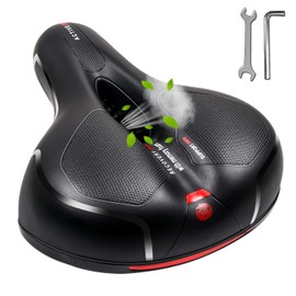 MSDADA Gel Bike Seat Bicycle Saddle, Wide Bike Saddle for Men & Women, Waterproof Bicycle Seat Comfortable Soft Cushion for Road Bike, Mountain Bike, Exercise Bike, City Bikes, Spinning Bike(Red)