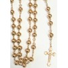 14k Rose Gold Finish 8MM Mens Rosary Chain Necklace Cross
