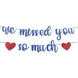 URYYRIT Welcome Home Banner, 'We Missed You' Military Welcome Back Sign, Blue & Red, 11.5 x 9.5 x 0.2cm, Homecoming Occasion