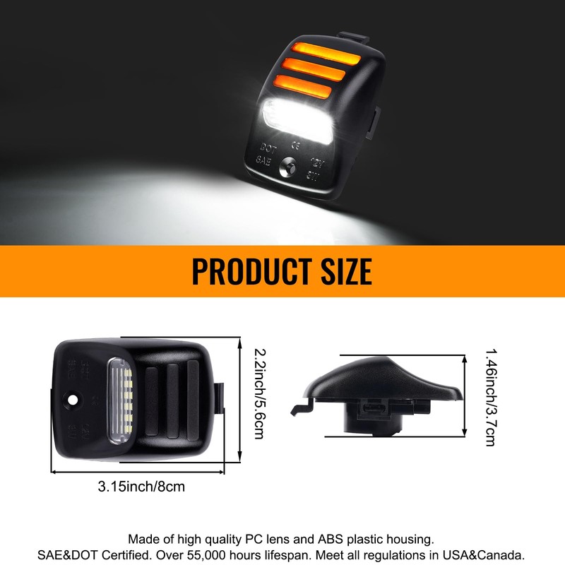Gempro Amber OLED Neon Tube LED License Plate Light Tag