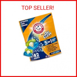 NEW Arm & Hammer Plus OxiClean 5 in 1 Laundry Detergent Power Paks 42 Count