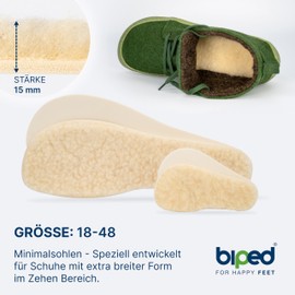 biped minimal sole BURGOS - 2 Pairs of Insoles for Minimal and Barefoot Shoes - Warming Lambswool Insoles - Minimal Soles for Adults and Children (37)