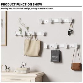 Coat Rack Wall Mount Coat Hooks - White Hook Rack Wall Mount with 4 Hooks Aluminum Wall Rack Hooks for Hanging Coat Hat Bag Towel Hanger Rustproof Coat Holder