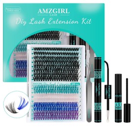 Lash Extension Kit 320Pcs,DIY Individual Lashes Clusters Kit,Lash Bond And Seal,Lash Remover For Colorful Eyelashes Extensions,Lash Applicator Tools For False Eyelash Cluster Kit(40D,D-Mix9-16mm Kit)