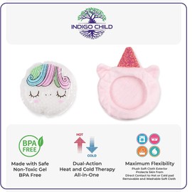 INDIGO CHILD : Premium Dual Action Hot or Cold Gel Packs | 4 Pack | Soft Plush Fabric Sleeves | Adorable Zoo Animals Design | Durable Gel Bead Wrap | Perfect for Boo-Boos and Aches