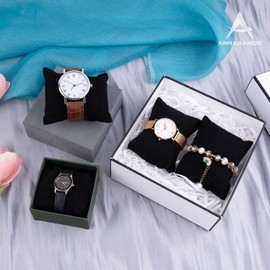 ANNASAMDO Pack of 10 Watch Cushion Watch Storage Bracelet Watch Cushion Black Velvet Cushion Jewellery Storage Watch Stand Jewellery Display Cushion Organiser for Displaying Wristwatches Jewellery