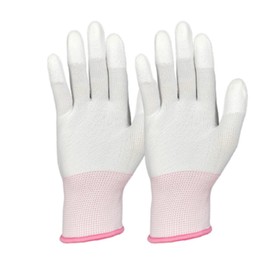 DIZLAS Work Gloves, PU Processed Fingertips, Thin, Anti-Slip, Anti-Static, Fingertip Coating, 12 Pairs (S)