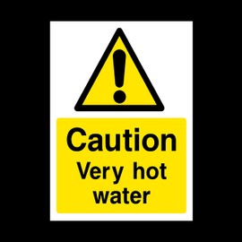Caution very hot water Plastic Sign - Slippery/Warning/Hot Water/Danger/Forklifts (HS8)