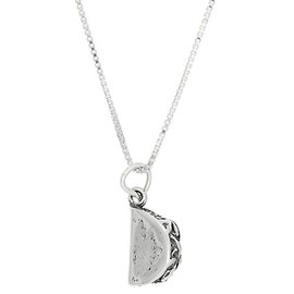 LGU Sterling Silver Oxidized 3 Dimensional Hard Shell Style Taco Necklace (24 Inches)
