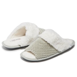 Laura Ashley Ladies Spa Slipper Plush Slide Memory Foam Insole Lightweight & Breathable