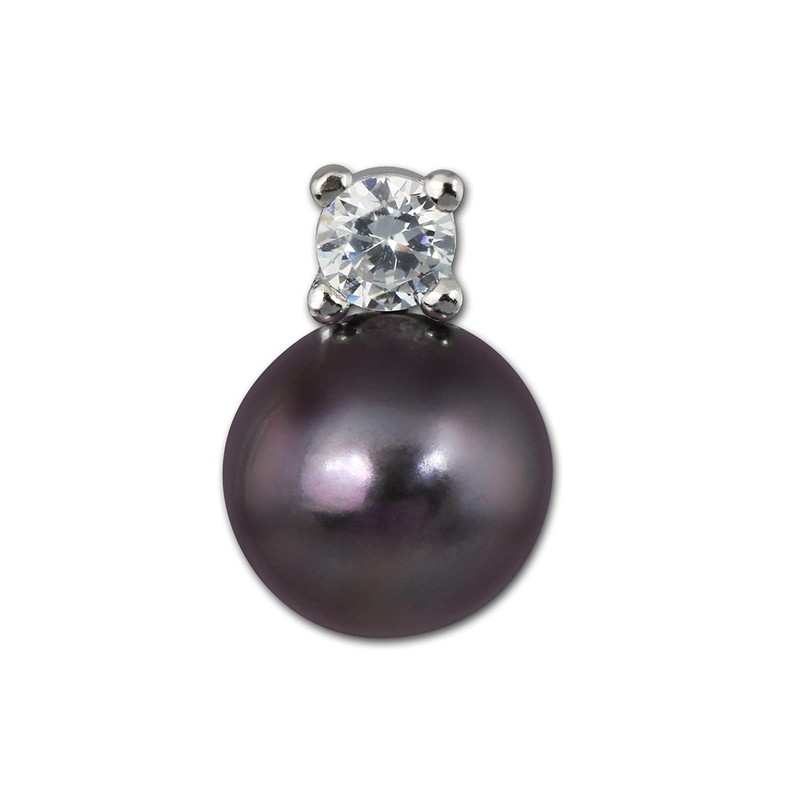 SilberDream SDO1738S Women's Silver Stud Earrings Zirconia Pearl Black, Sterling