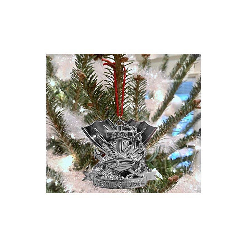 Patriot Accessories Navy Rescue Swimmer SAR Chrome Metal Christmas Ornament