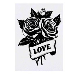 'Love with Roses' Temporary Tattoo - Water Resistant, Skin-Safe, Non-Toxic Transfer (TO00082067)