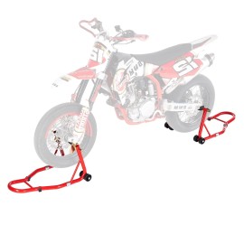 850lbs Capacity Motorcycle Stand Lift Front & Rear Combo with Dual-Fork Front Wheel U+L Fork Swingarm Spool for Ramps & Standsraise height: 13.8 inch, Load Capacity: 850 lbs