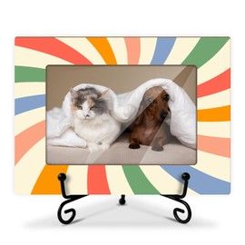 HOUSPEAK Rainbow Boho Picture Frame for 4x6 Photo, Warming Gifts for Boys Girls Women Men Son Daughter Friends, Colorful Wood Photo Frames for Tabletop Display, Desk Decor-27