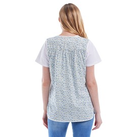 Nanxson Women Cobbler Apron with 2 Patch Pockets, Cotton Printed Bib, Smock with Buttons for Work Chef kitchen CF3177 Blueflower XXL