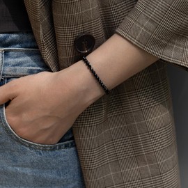 Landorilo 4 mm Stretch Bracelet Made of Real Natural Stone Beads, Healing Stone Bracelet, Yoga Bracelet for Women, Men, Lucky Bracelet, Friendship Bracelet, Replacement Beads Included, Stone