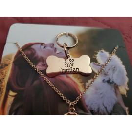 Unbranded Dog Bone Pet Tag For your Dog+ I  My Dog Necklace & Pendant 2pc Set