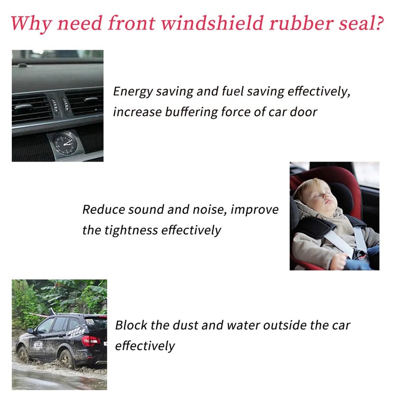 9.84Ft Windshield Rubber Seal for Car, Car Weather Stripping Trim
