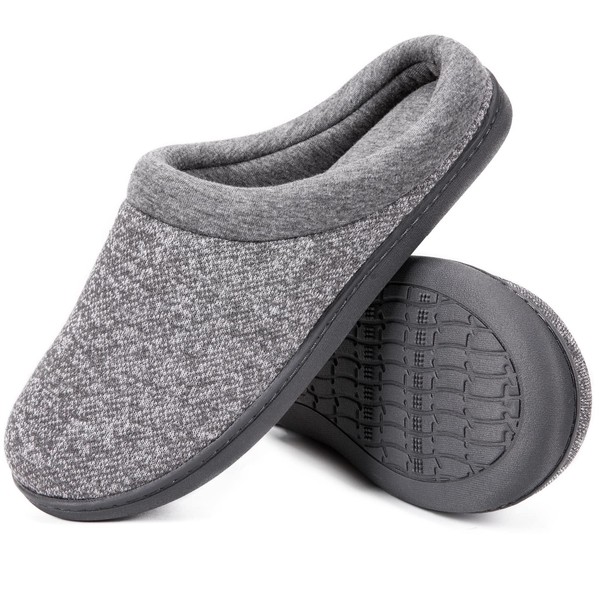 HomeTop Women's Comfort Slip On Memory Foam Slippers French Terry Lining House Slippers w/Durable Sole (Large / 9-10 B(M) US, Light Gray)