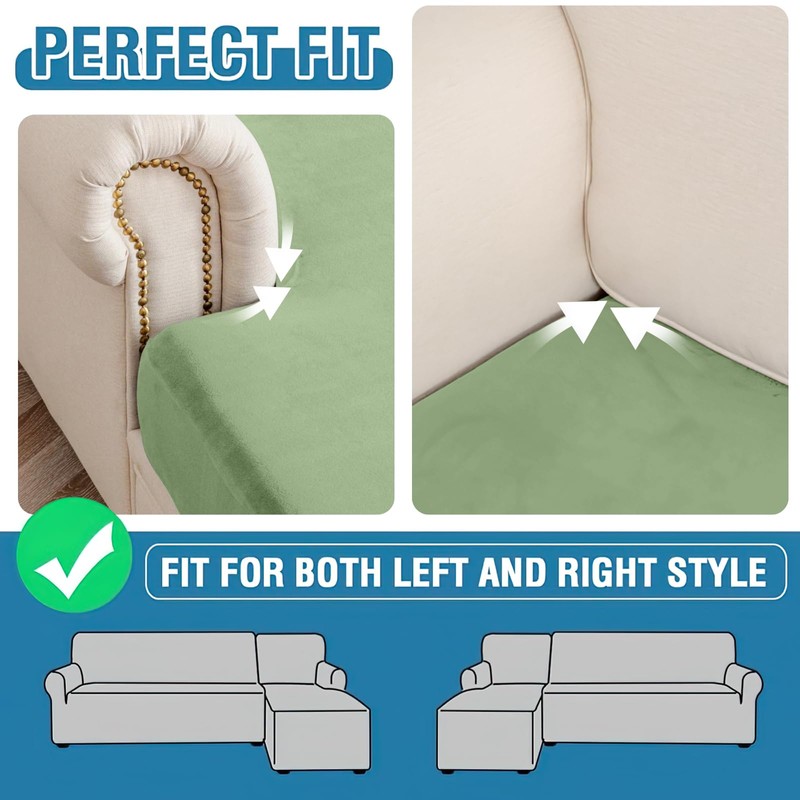 Taque Couch Cover Stretch Velvet Sofa Cushion Cover 3-Piece -