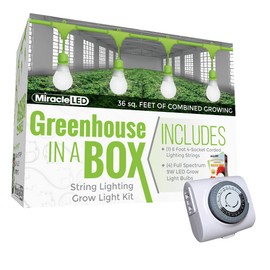 Miracle LED Greenhouse in a Box Grow Kit - Includes 4 Absolute Daylight Full Spectrum 100W Replacement Grow Light Bulbs & 1 4-Socket Corded Fixture with SproutMatic Grow Light Timer
