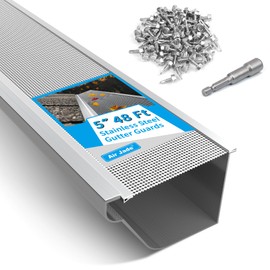 Air Jade Gutter Guards, 48ft (15 Pack) Micro Mesh Stainless Steel Gutter Needle and Leaf Filter, DIY and Modify for Universal Fit Any Roof or K-Style or Other Gutter System of 5", White