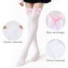White Stockings with Bow Thigh High Stockings for Women White