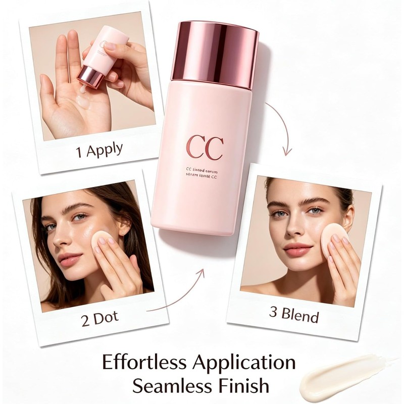 Color Correcting Tinted CC Serum,Lightweight Buildable Coverage (2pcs)