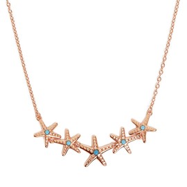 Annie Oak Womens 925 Silver 18K Rose Gold Starfish Linckia Princess Length Necklace