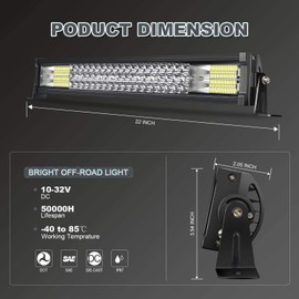 TERRAIN VISION LED Light Bar 22 Inch 306W Triple Row Spot Flood Combo Beam Led Bar 2Pc 4Inch Led Cubes Lights W/Wiring Harness for Jeep Trucks ATV Polaris UTV,1 Year Warranty