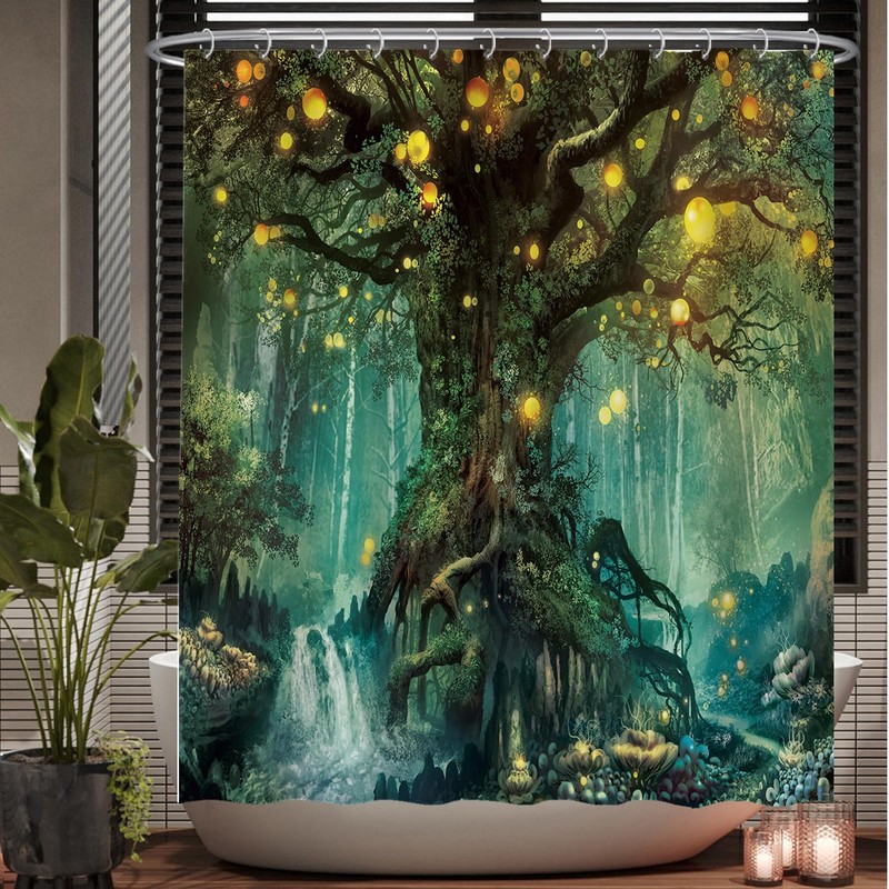Ulticool Shower Curtain - Fairy Tale Elf Tree Magic Forest