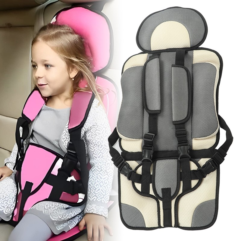 Children Safety Seat Simple Car Portable Seat Foldable Adjustable Strap