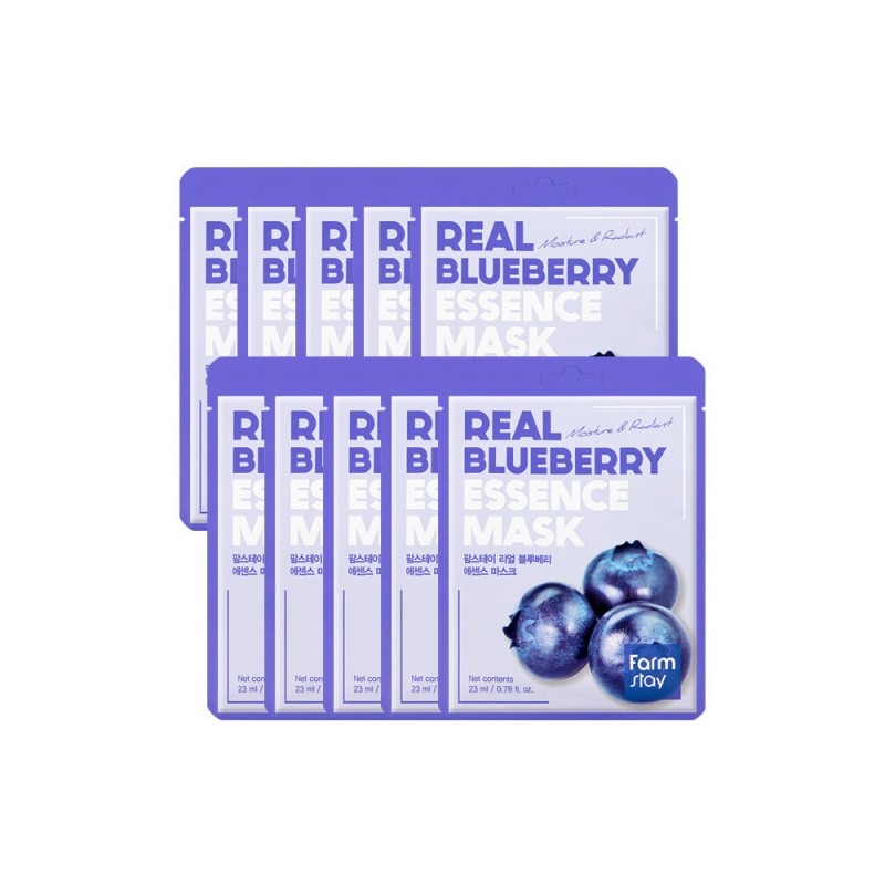 Farmstay Real Blueberry Essence Mask Pack (10 sheets) / 팜스테이