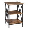 Segawe 24'' End Side Table with Storage Shelf and X-Shaped